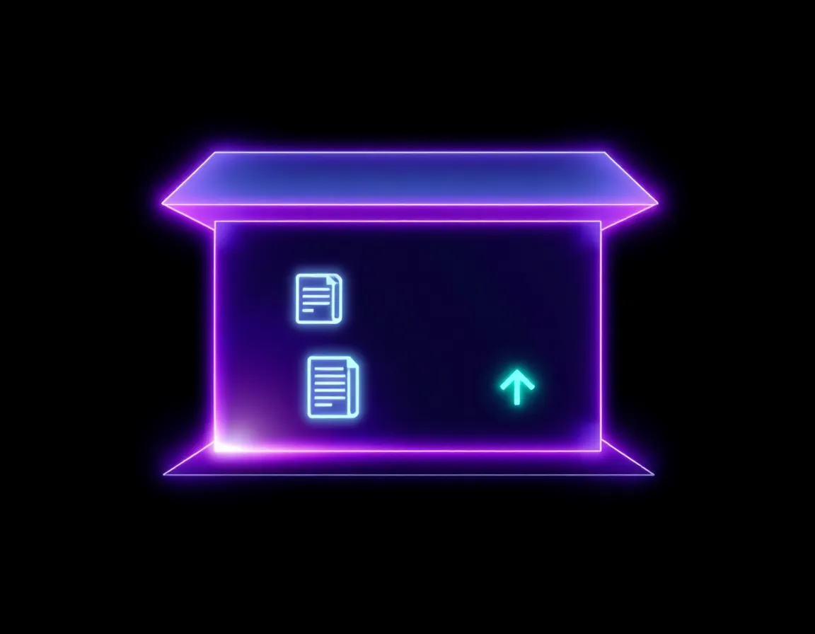 Abstract diagram of four stacked translucent layers labeled by icon — a crawlable site structure grid, a document with text lines, a structured-data bracket tag, and a product feed arrow — stacked into a single glowing storefront shape