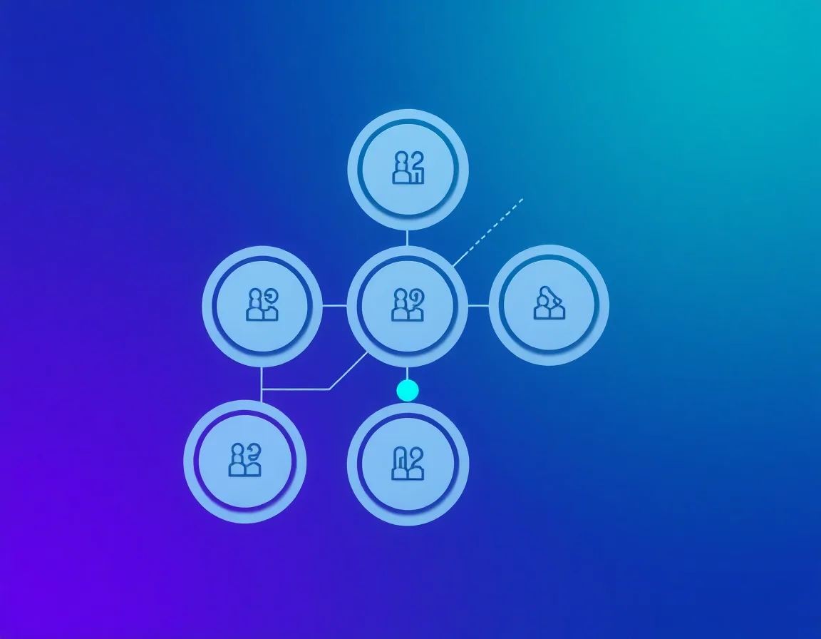 Infographic-style illustration of a numbered checklist column with six glowing circular step markers connected top to bottom, representing an on-page SEO checklist