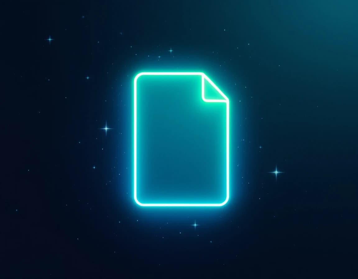 Abstract illustration of a glowing document icon with a blank label tag attached to its corner, representing rebrandable, unbranded SEO deliverables